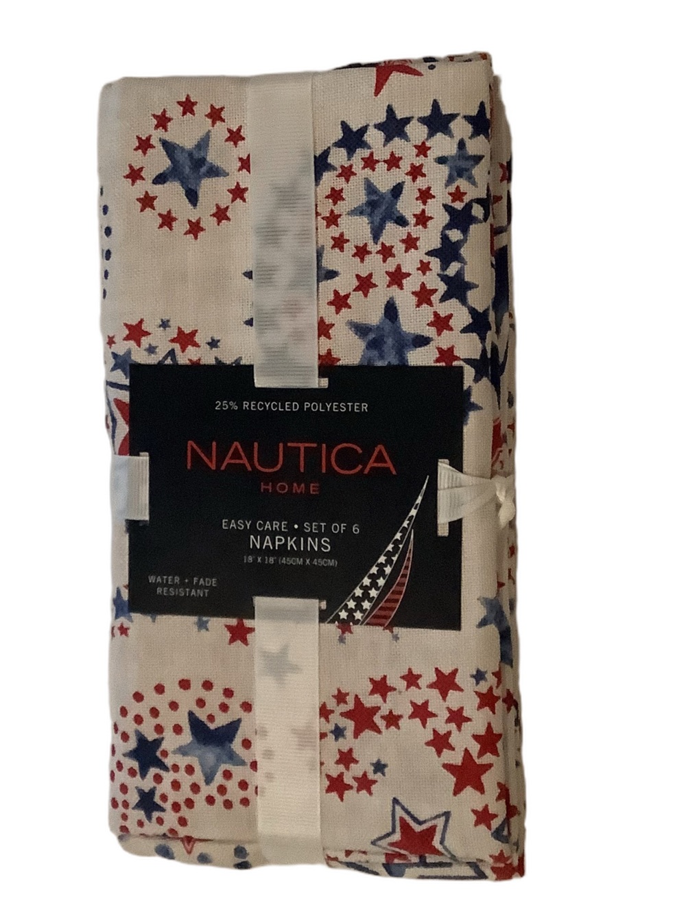 Nautica Home Patriotic Stars Easy Care Napkins Set Of 6 New